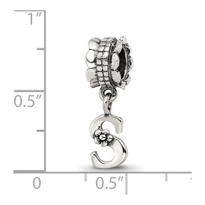 Sterling Silver Letter S Dangle Bead – view 5
