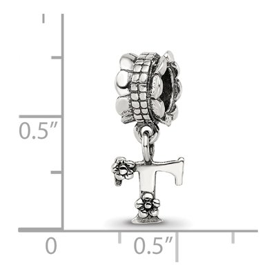 Sterling Silver Letter T Dangle Bead – view 5