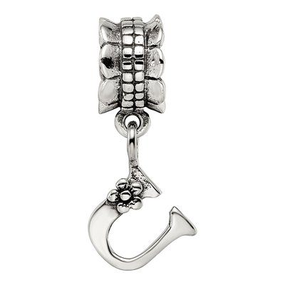 Sterling Silver Letter U Dangle Bead – view 6