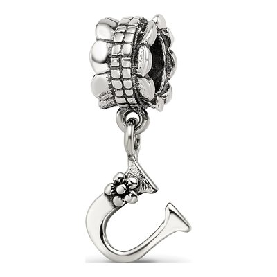 Sterling Silver Letter U Dangle Bead