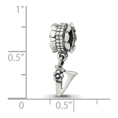 Sterling Silver Letter V Dangle Bead – view 5