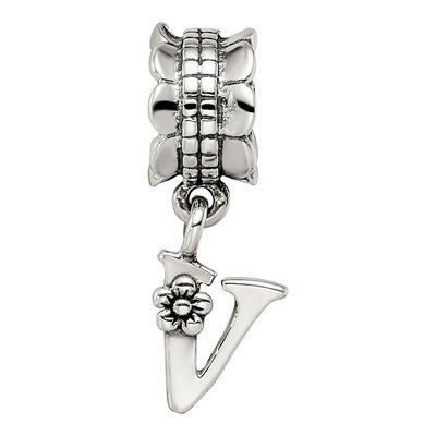 Sterling Silver Letter V Dangle Bead – view 6
