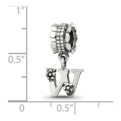 Sterling Silver Letter W Dangle Bead – view 5