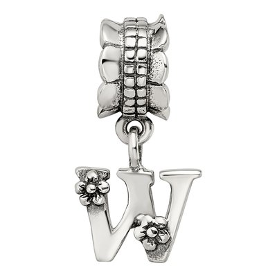 Sterling Silver Letter W Dangle Bead – view 6