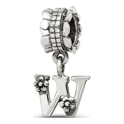 Sterling Silver Letter W Dangle Bead