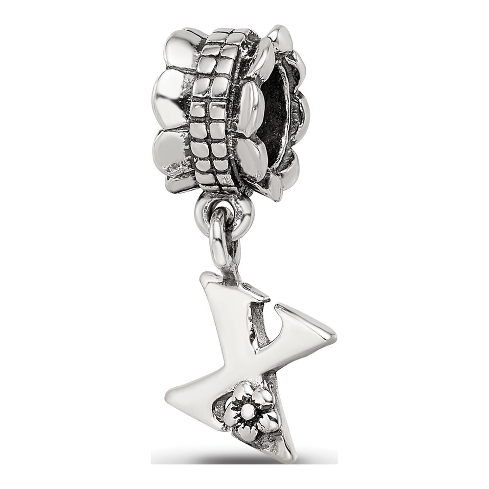 Sterling Silver Letter X Dangle Bead