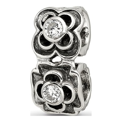 Sterling Silver CZ Connector Bead