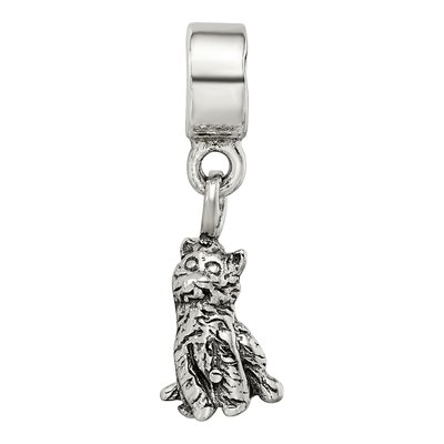 Sterling Silver Kids Cat Dangle Bead – view 6