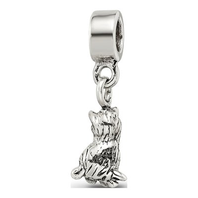 Sterling Silver Kids Cat Dangle Bead – view 7