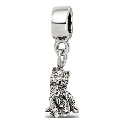 Sterling Silver Kids Cat Dangle Bead