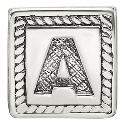 Sterling Silver Block Letter A Bead – view 5