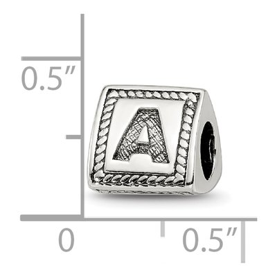 Sterling Silver Block Letter A Bead – view 6