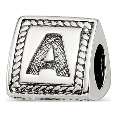 Sterling Silver Block Letter A Bead