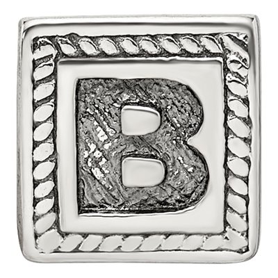 Sterling Silver Block Letter B Bead – view 5