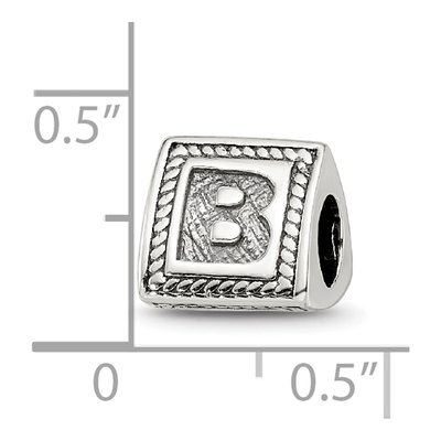 Sterling Silver Block Letter B Bead – view 6