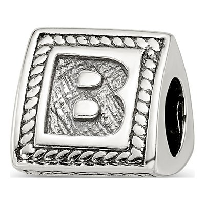 Sterling Silver Block Letter B Bead
