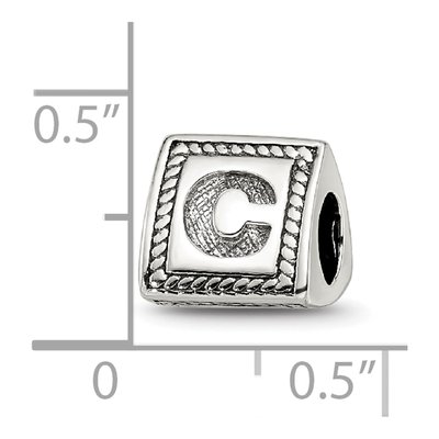 Sterling Silver Block Letter C Bead – view 5