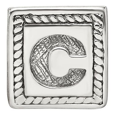 Sterling Silver Block Letter C Bead – view 6