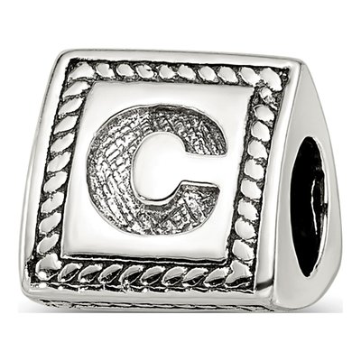 Sterling Silver Block Letter C Bead