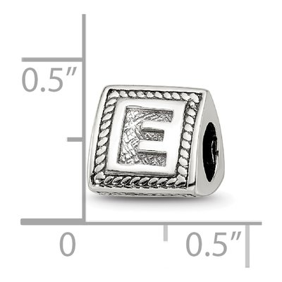 Sterling Silver Triangle Block Letter E Bead – view 6