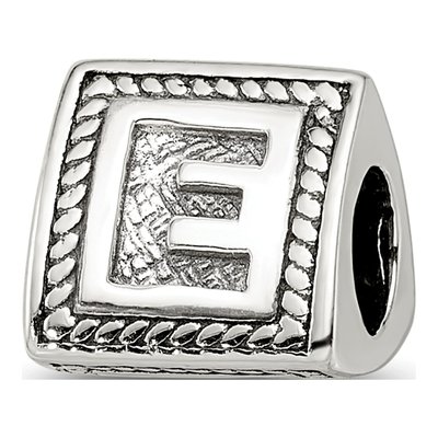 Sterling Silver Triangle Block Letter E Bead
