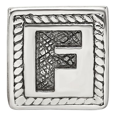 Sterling Silver Block Letter F Bead – view 5