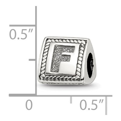 Sterling Silver Block Letter F Bead – view 6