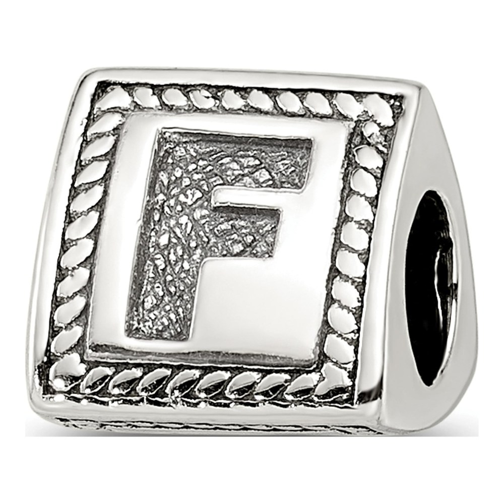 Sterling Silver Block Letter F Bead