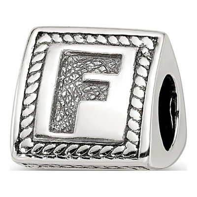 Sterling Silver Block Letter F Bead