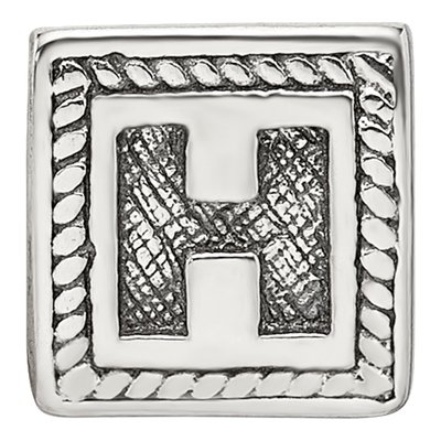 Sterling Silver Block Letter H Bead – view 5