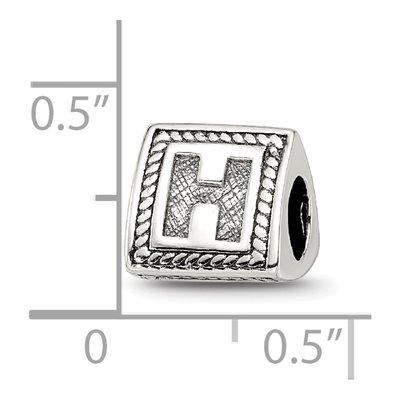 Sterling Silver Block Letter H Bead – view 6
