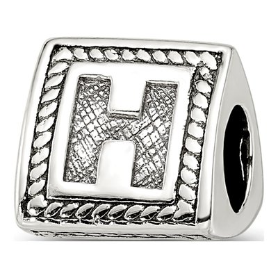 Sterling Silver Block Letter H Bead