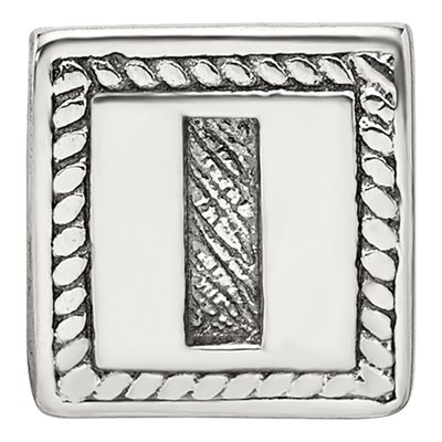 Sterling Silver Letter I Block Bead – view 5