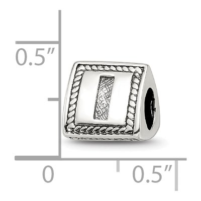 Sterling Silver Letter I Block Bead – view 6