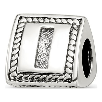 Sterling Silver Letter I Block Bead