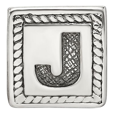 Sterling Silver Triangle Block Letter J Bead – view 5