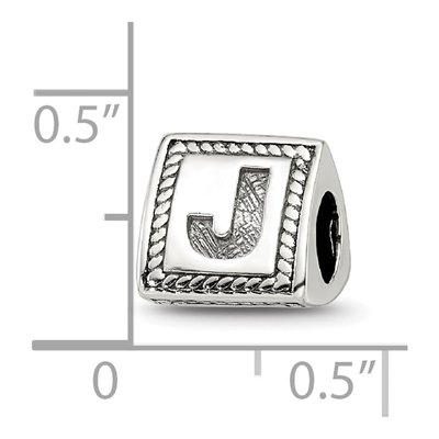 Sterling Silver Triangle Block Letter J Bead – view 6