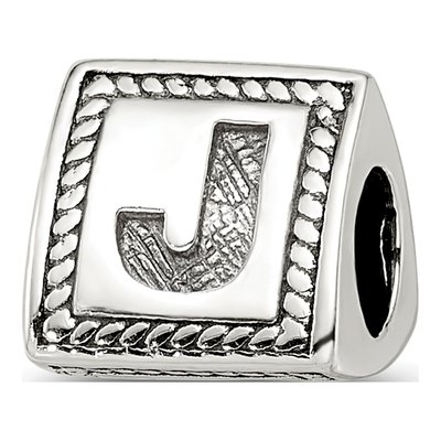 Sterling Silver Triangle Block Letter J Bead