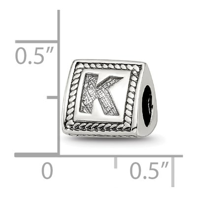 Sterling Silver Triangle Letter K Bead – view 6