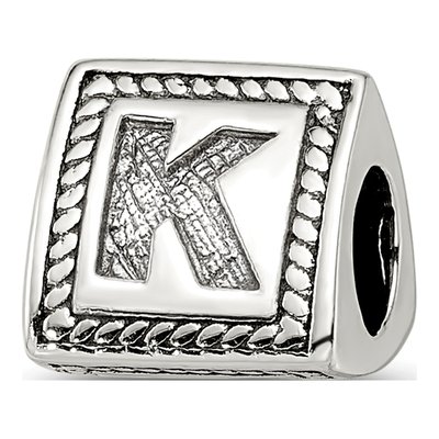 Sterling Silver Triangle Letter K Bead