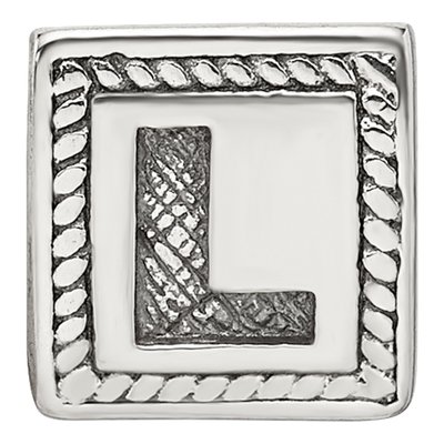 Sterling Silver Block Letter L Bead – view 5