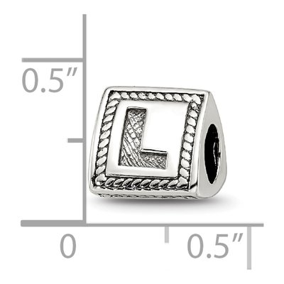 Sterling Silver Block Letter L Bead – view 6