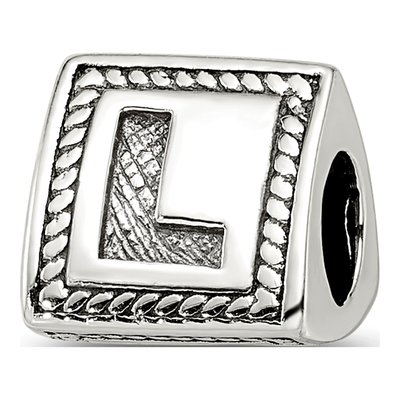 Sterling Silver Block Letter L Bead