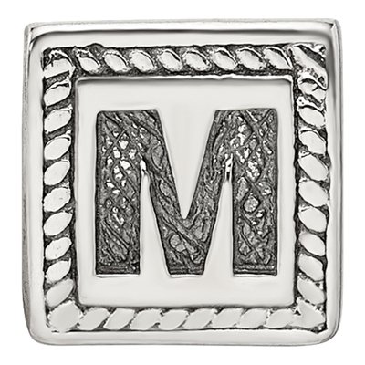 Sterling Silver Letter M Bead – view 5
