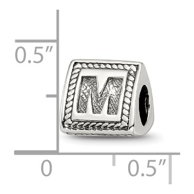Sterling Silver Letter M Bead – view 6