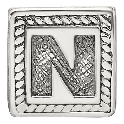 Sterling Silver Block Letter N Bead – view 5
