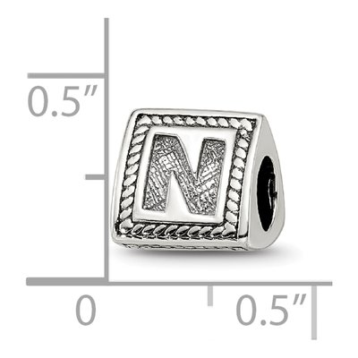 Sterling Silver Block Letter N Bead – view 6