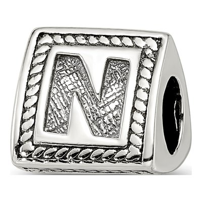 Sterling Silver Block Letter N Bead