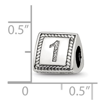 Sterling Silver Triangle Block Number 1 Bead – view 5