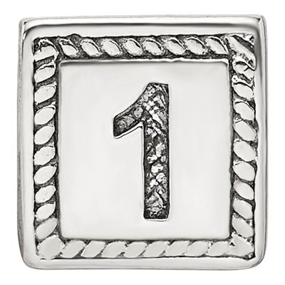 Sterling Silver Triangle Block Number 1 Bead – view 6